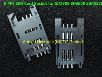 

Free Shipping! 50pcs 6 PIN GSM 3G SIM Card Sockets for SIM908 SIM900 SIM5320