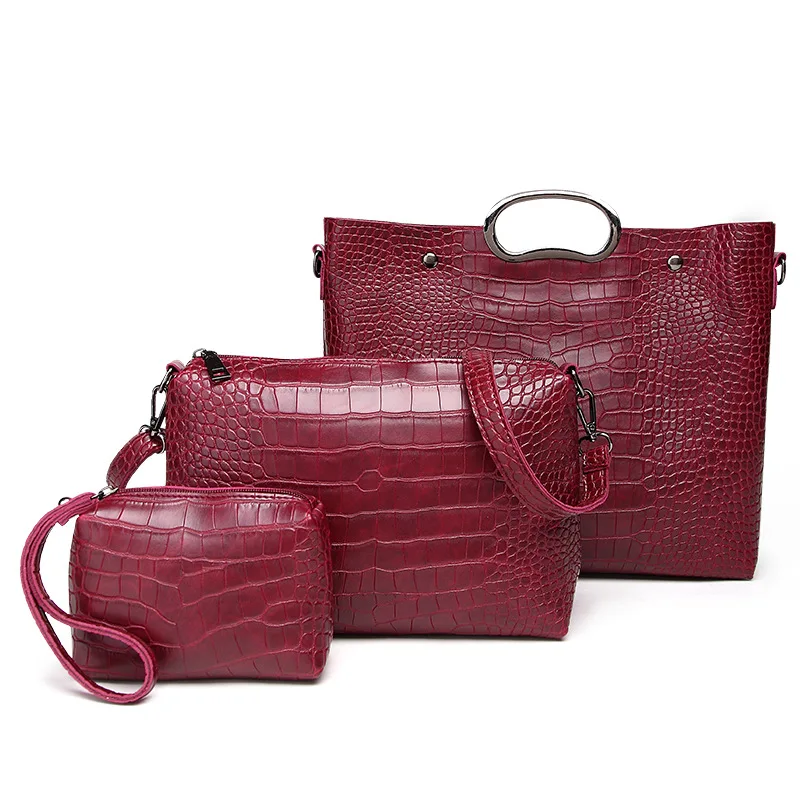 

For Women Composite Handbags 2019 New Fashion Crocodile pattern women's key purse bag female shoulder Hand Bags PU Leather