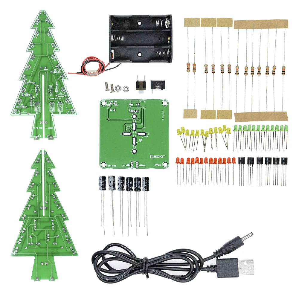 Трехмерный 3D Рождественская елка светодиодный DIY комплект красный/зеленый/желтый светодиодный флэш-схема Комплект Электронный набор для развлечения украшение праздника