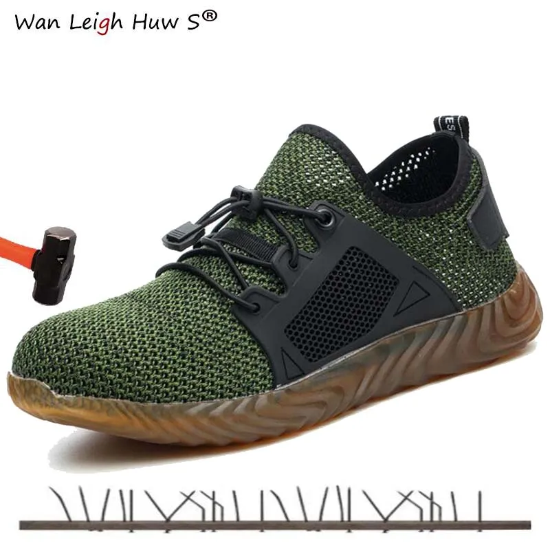 

Wan Leigh Huw S 2019 brand steel toe women men work safety boots steel mid sole impact resistant soft male shoes plus size 36-48