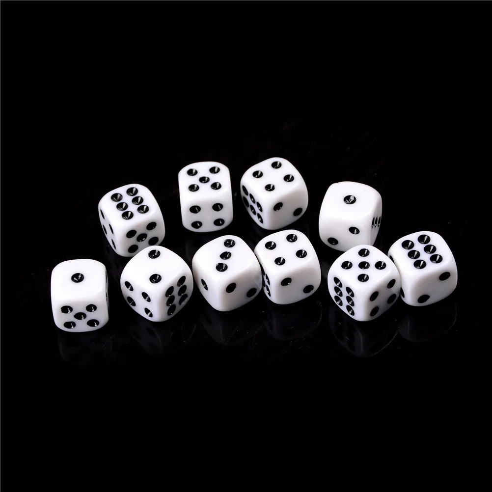 Белый Игровой Набор кубиков 16 мм шестисторонний Круглый угол непрозрачные кости РПГ стандартные азартные игры пипс куб забавная игрушка