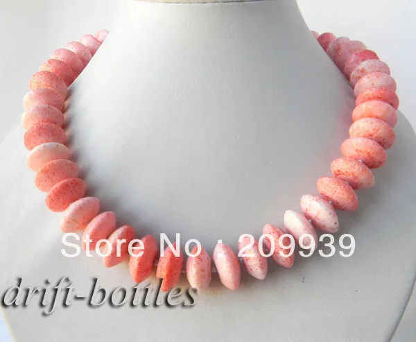

huij 001924 18mm Slice Pink Coral Necklace 5.2