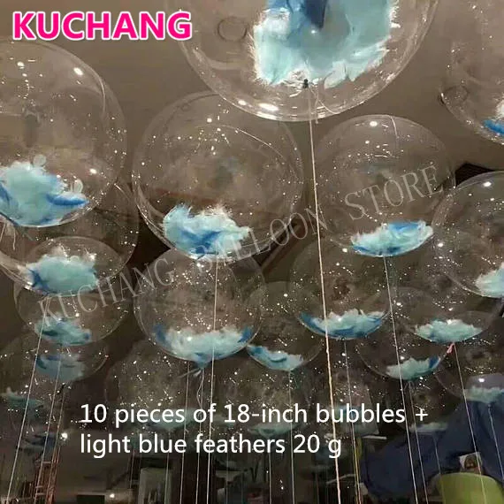 10 шт. 18 дюймов пузырьки шар прозрачные гибкие пластиковые прочные гелиевые шары Ktv бар Свадебная вечеринка День Рождения украшения перо - Цвет: blue