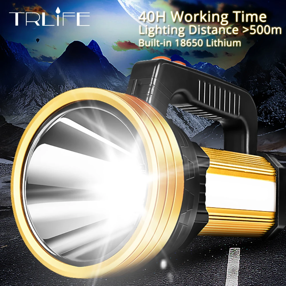 

160W Ultra Powerful LED Searchlight USB Charging Flashlight Rechargeable Built-in 18650 Battery Tactical Torch 40H Working Lamp