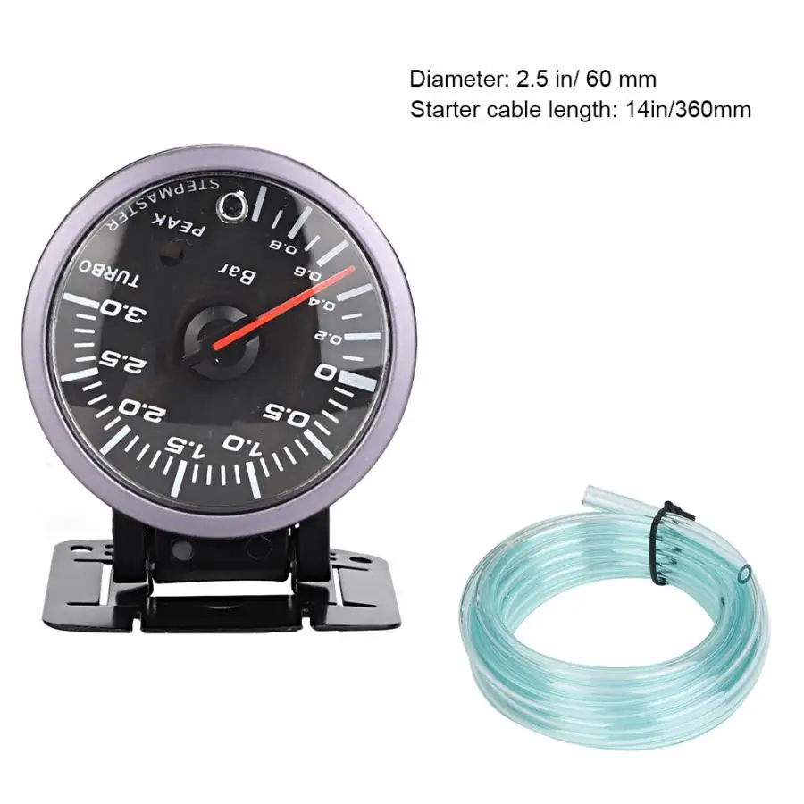 2,5 дюймов 60 мм 3,0 Бар СВЕТОДИОДНЫЙ Автомобильный модификация Turbo Boost Gauge Meter Pointer DC12V Boost контроллер Turbo