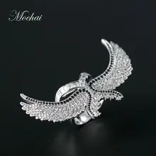 2016 New 18k Gold Punk Wide Eagle Wing Rings Luxury AAA Cubic Zirconia Micro Pave Setting Copper Base Jewelry Hot Sale ZK30