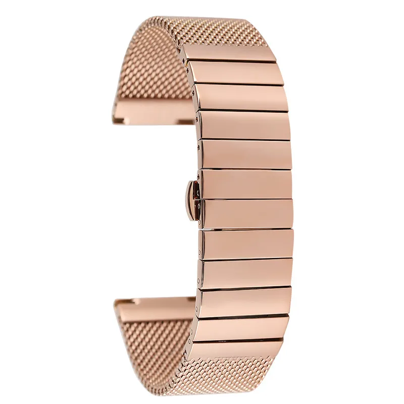

18MM 20MM 22MM 24MM Rose Gold Steel Watch Strap Premium Replacement Watches Band Practical Butterfly Buckle Wristwatch Strap
