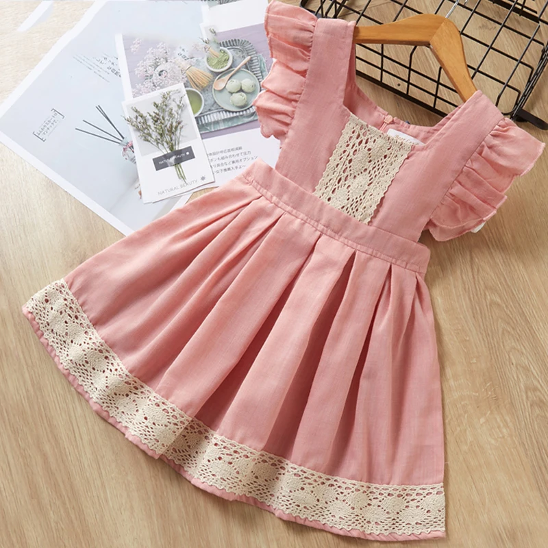 Платье для девочек коллекция года; летнее Брендовое платье принцессы Детское платье с кружевными рукавами-крылышками для маленьких девочек 2-6 лет; Vestidos