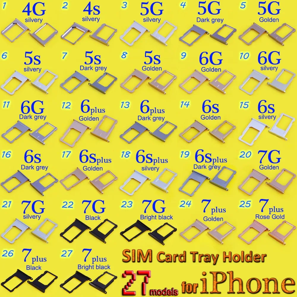 

Micro SIM Card Tray Holder Slot Replacement Silver Gold for Apple for iphone 4 4G 4S 5 5G 5s 6 6plus 6s 6splus 7 7plus Wholesale