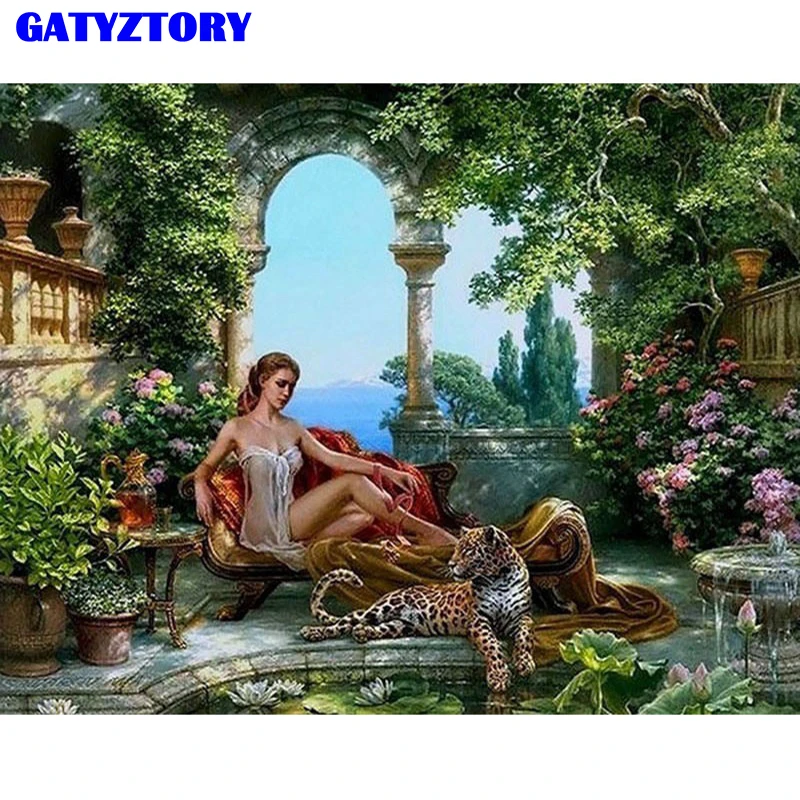 

Frameless Women Ang Leopard DIY Digital Painting By Numbers Kits Drawing Paint By Numbers Unique Gift For Home Wall Art Picture