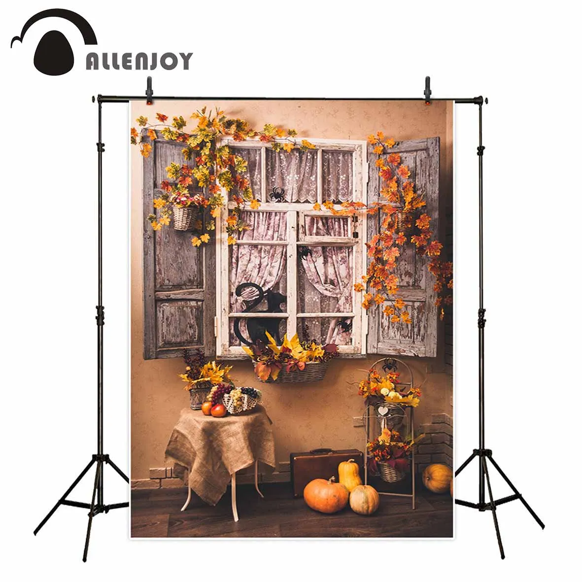 

Allenjoy photography backdrop indoor autumn Maple Leaf pumpkin Halloween background photo studio new design camera fotografica