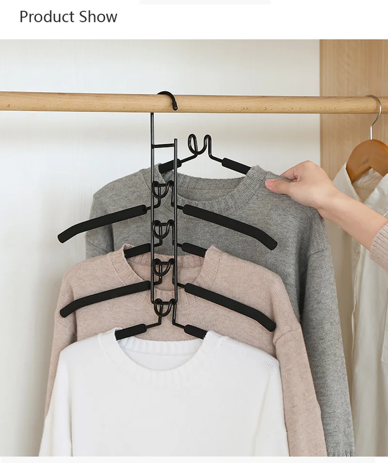 Metal Clothes Hanger Hook - Multilayer Clothing Storage Rack T-Shirt Holder Wardrobe Organizer Closet Space Saver | Дом и сад