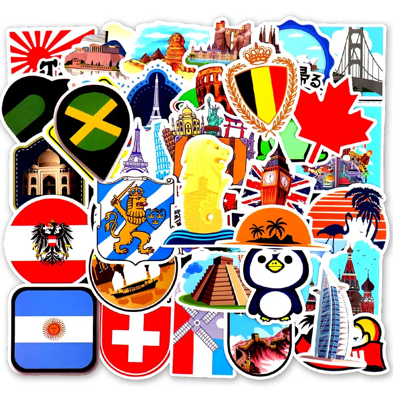 50 قطعة السفر ملصقات لأجهزة الكمبيوتر المحمول حقيبة الغيتار سيارة التصميم لوح التزلج دراجة نارية ملصق حائط من الفينيل‏ الكتابة على الجدران ...