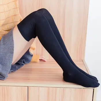 

Solid Elasticity Over The Knee Long Socks Women Cozy Breathable Cotton Girls Preppy Style Thigh High Stockings For Winter Autumn