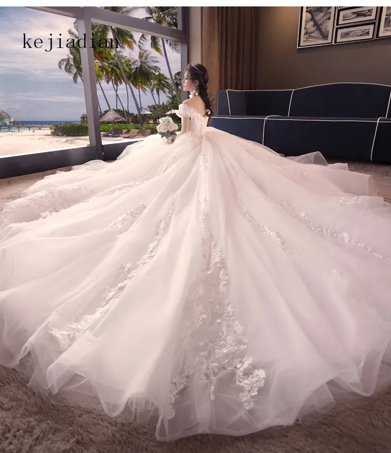 

Luxury pearl Ball Gown Wedding Dresses 2019 Sexy Ivory Sweetheart Royal Train Bridal Gown Wedding Gowns white vestido de noiva
