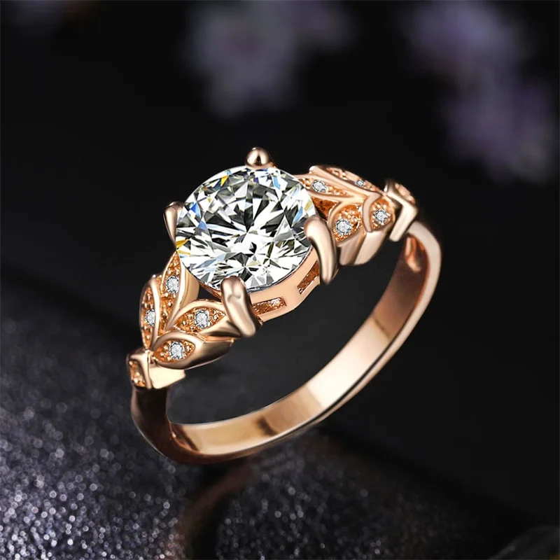 FNIO свадебное серебряное кольцо с хрусталем обручальное одиночное Золото Цвет кубический циркониевый кольцо модный бренд Bijoux женские ювелирные изделия - Цвет основного камня: Gold