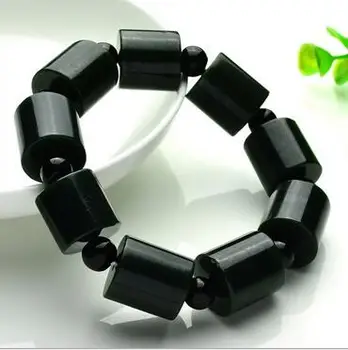 

Pure manual sculpture black barrel bead bracelet Atmospheric fashion charm man hand string