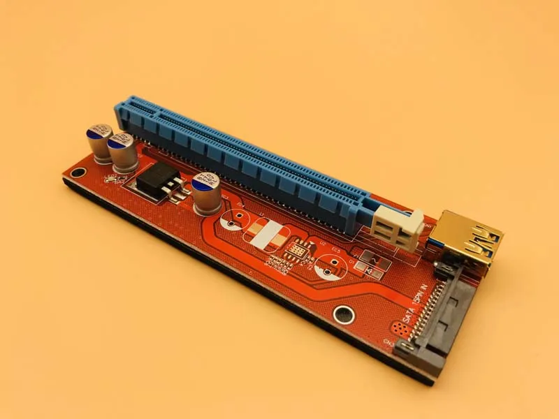 10 шт. 008 красная плата 3 светодиодных PCI Express Riser Card E 1x к 16x расширитель адаптер карта