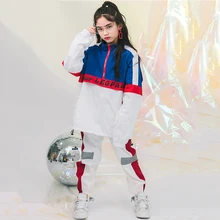 Детский костюм в стиле хип-хоп; одежда в стиле хип-хоп; рубашка с длинными рукавами для девочек; черные брюки; Детская уличная одежда; джазовые костюмы; DNV10918