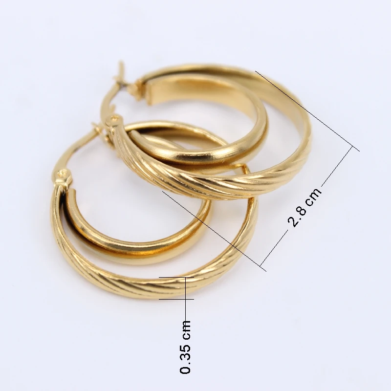 Новая мода Большой Круг панк серьги-кольца из нержавеющей стали Витой Золотой Цвет для женщин вечерние высокое качество LH719