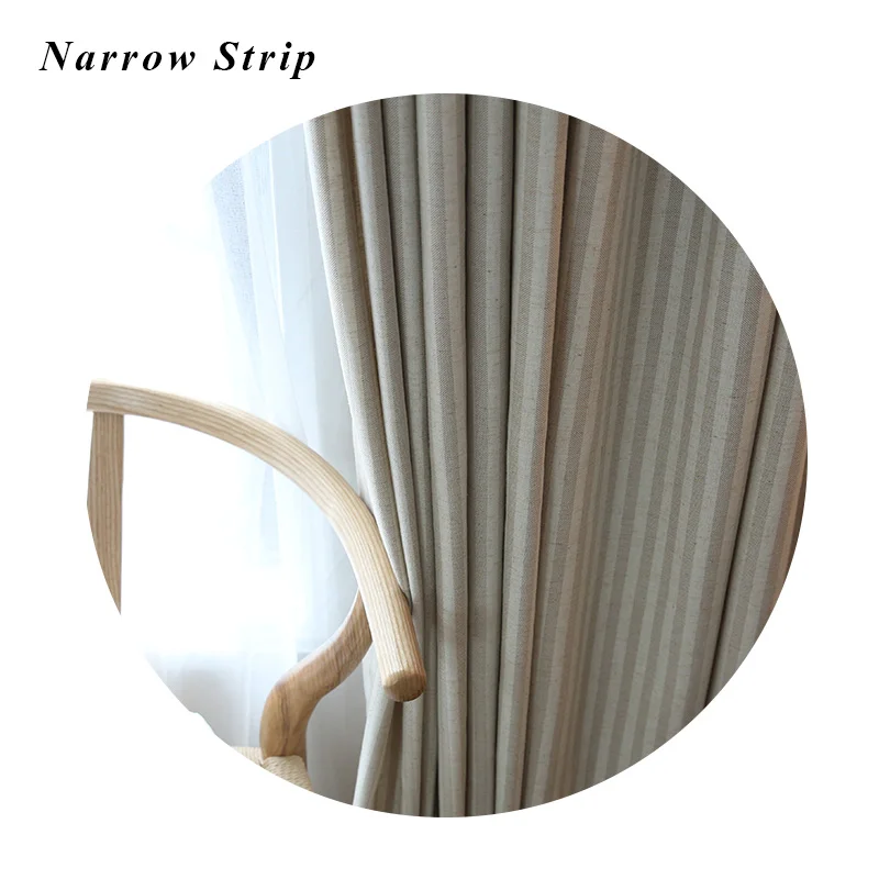 Innermor, мягкие льняные занавески из искусственного льна для гостиной, полосатые жаккардовые занавески для спальни, занавески для кухни, на окно, на заказ - Цвет: Narrow Strip