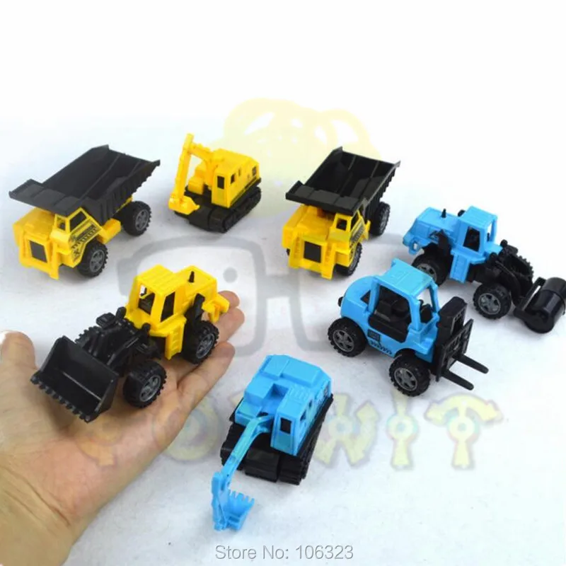 8 PCS Inertial Construction Machines font b Toy b font Discast Excavator Digger Crane Loader Forklift