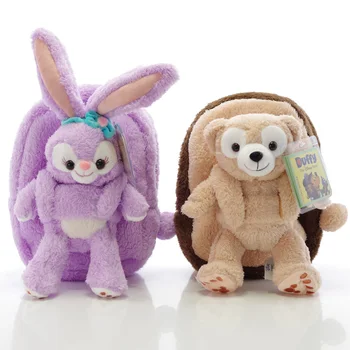 

candice guo! super cute plush toy cartoon duffy bear StellaLou rabbit doll backpack schoolbag baby kids bag birthday gift 1pc