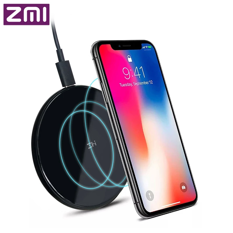 Cargador inalámbrico Original ZMI iphone X/8/8 p Note8 S9/S9 Nokia Moto2 2.5D superficie de cristal 10W cargador QI|Cargadores de teléfono móvil| -