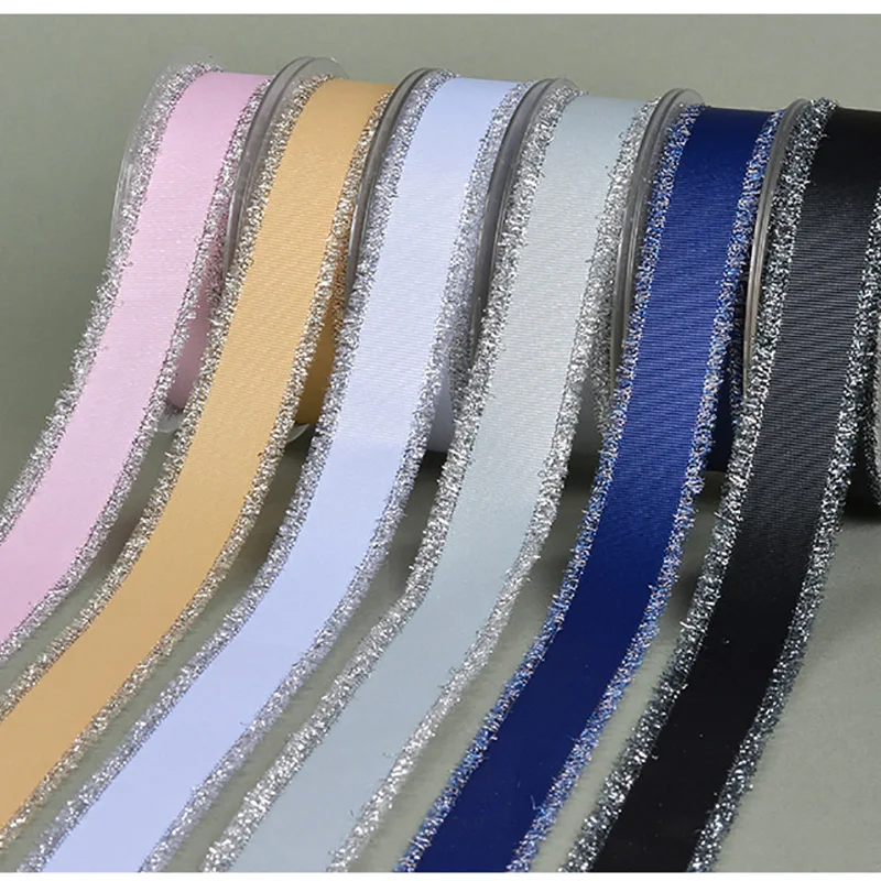 

Grosgrain Silver Purl Fringed Edge Ribbon 5/8"16 mm 1"25 MM 1-1/2" 38 mm Handmade Wedding DIY Crafts Tape
