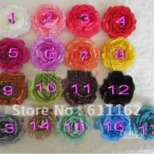 Лидер продаж 4 дюймов рюшами Ranunculus Цветы с зажимом Мода Красный цветок для девочек волос лук 100 шт