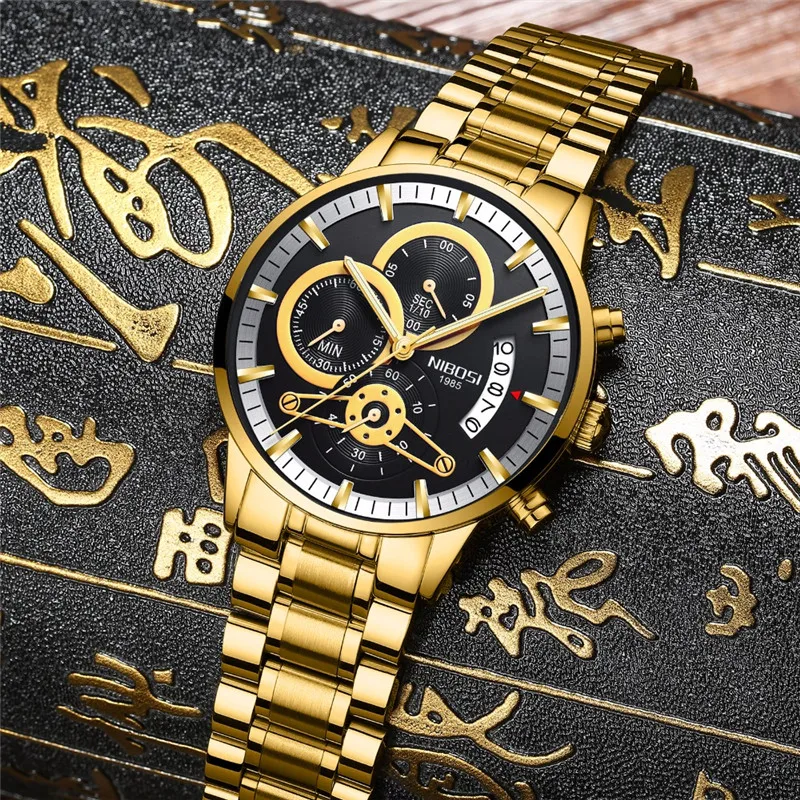 

NIBOSI Relogio Masculino Watch Men Gold Mens Watches Top Brand Luxury Sports Waterproof Watches Male Clock erkek kol saati