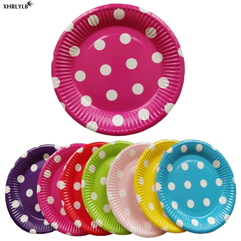 

XHRLYLB 10pc 7 Inch Dot Paper Tray Birthday Party Supplies Wave Cake Plate Party Disposable Barbecue Plate Christmas Supplies.7z