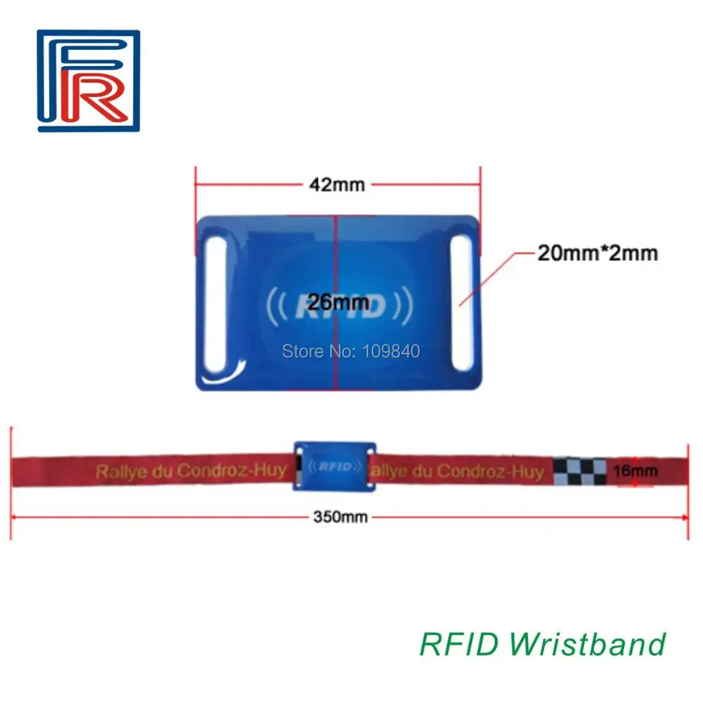 

High Security 13.56MHz RFID Bracelet RFID Fabric Woven Wristbands compitable M1 S50 chip Printed Logo 1000pcs