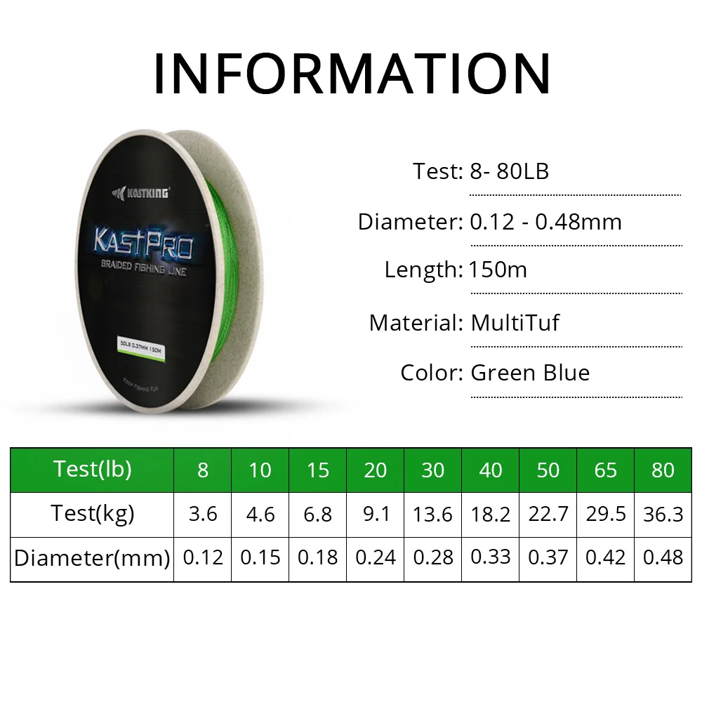KastKing KastPro 150 M 4 السواحل 8-80LB صنارة صيد بولي ايثيلين مجدول دائم المتعددة الشعيرات جديلة خطوط ل بايك الصيد