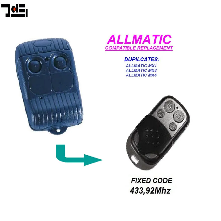 

For Allmatic mx1 mx2 mx4 remote control replacement 433.92mhz