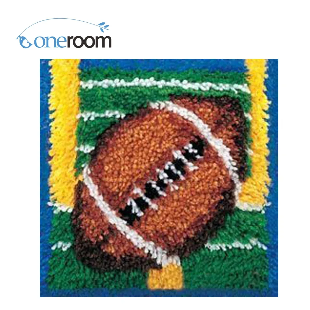 Oneroom Zd617 Football Hook Rug Kit Diy Unfinished Crocheting Yarn