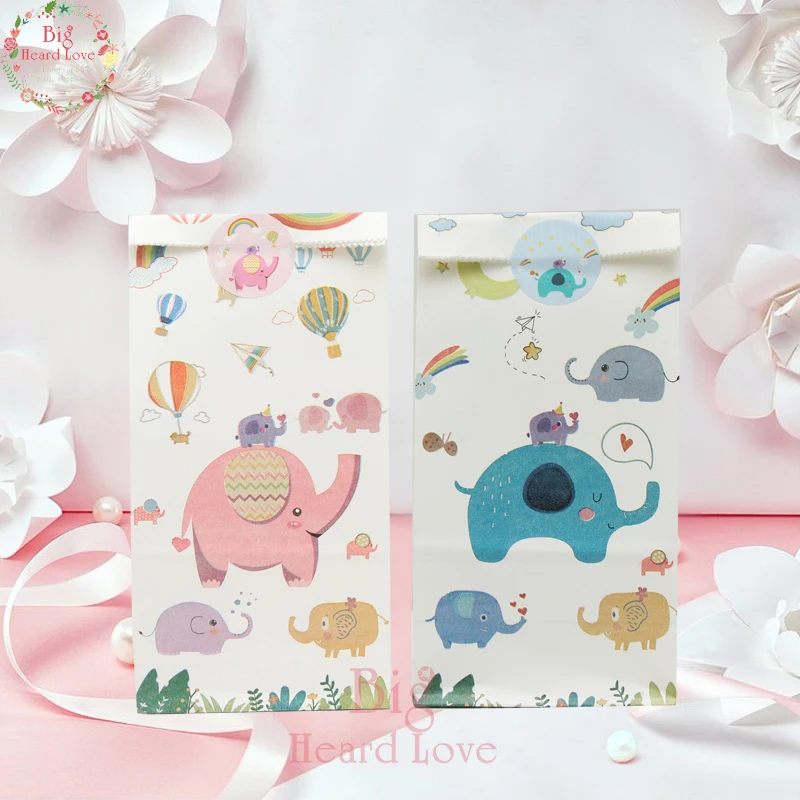 

12pcs Baby Flying Elephant Candy Bags Forest Animal Baby Shower Gift Bags Wedding Favor Baby Shower Birthday Party Decoration
