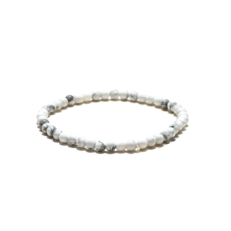 Natural Stone Beaded Bracelet for Men with White Howlite and Tiger Eyes