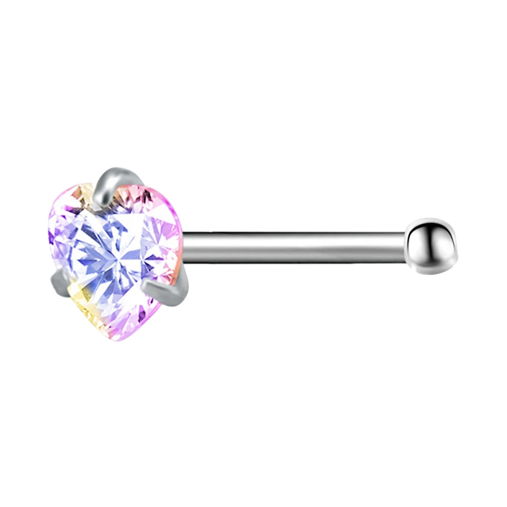MagiDeal 9 Pieces Stainless Steel Zircon Crystal Screw Curved Nose Ring Studs Ear Body Piercing Jewelry 20G