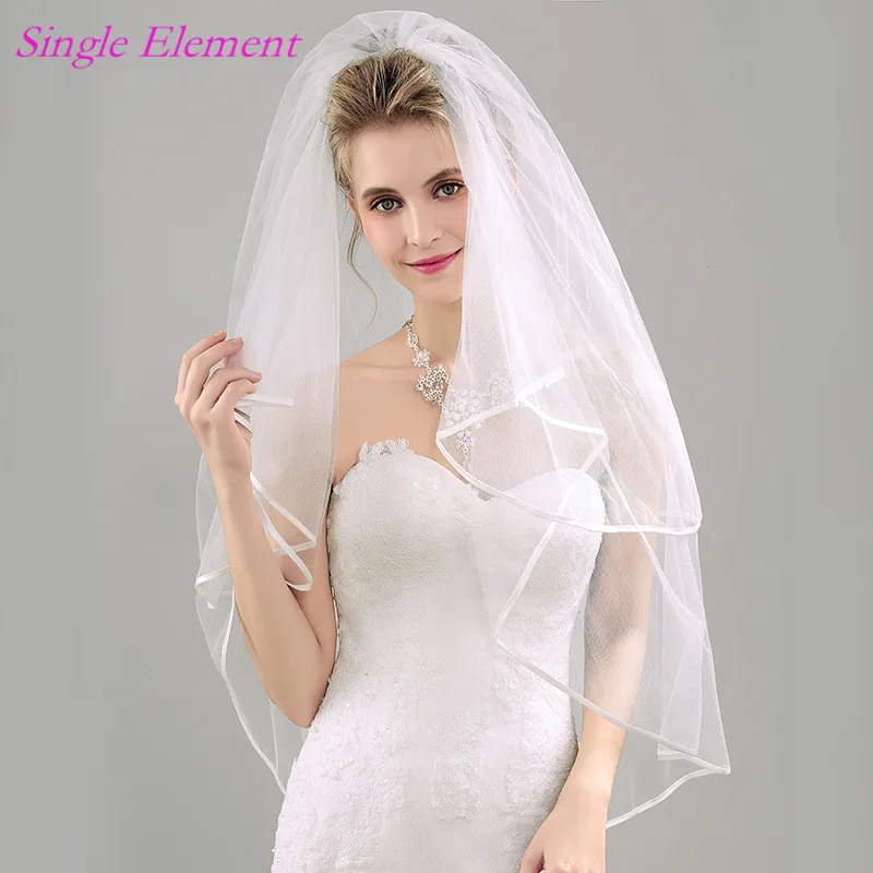 Newest Bridal Veils with Comb Two Layers Ribbon Edge Wedding Veils Exquisite Ivory Bridal Veil 2017 Wedding Accessory Newest Bridal Veils with Comb Two Layers Ribbon Edge Wedding Veils Exquisite Ivory Bridal Veil 2017 Wedding Accessory