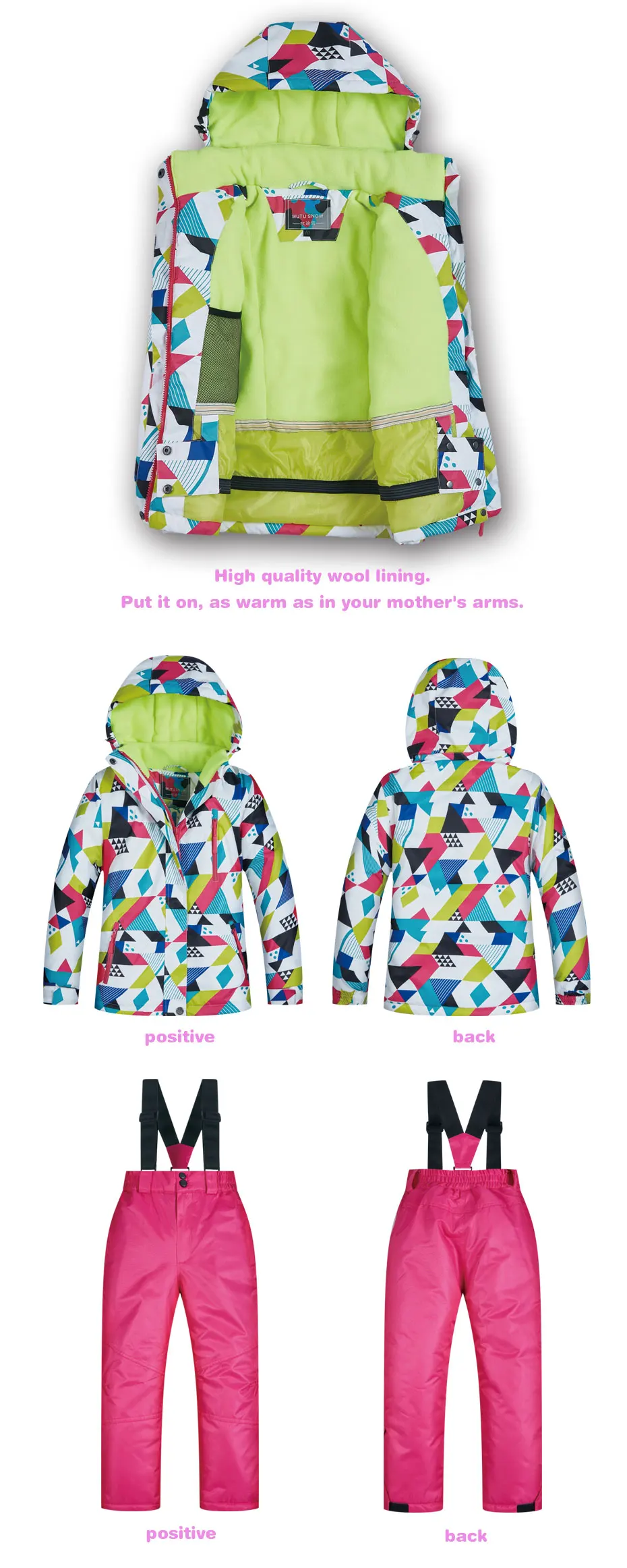 Детский лыжный костюм, зимние детские ветрозащитные водонепроницаемые супер теплые цветные лыжные куртки и штаны, зимняя куртка для девочек