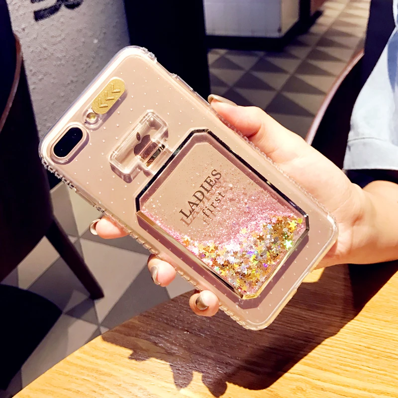 

Fashion Glitter Soft TPU Phone case for iphone 7 X 8 Plus 6 s trend LED Flash Light UP Perfume Bottle Cover for iphone 7 Plus 5s