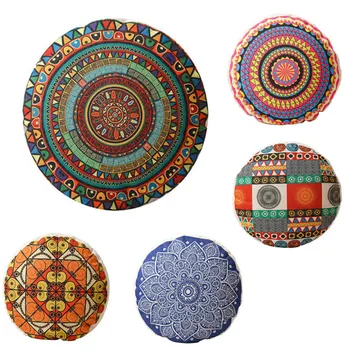 

National Bohemia Round Throw Pillow with Pillow Core Cotton Linen Invisible Zipper Decorative Home Pillows for Bed Office Hotel