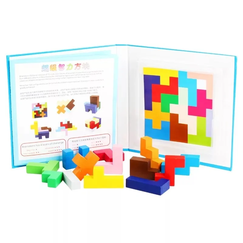 

Educathional toy 3D Tangram Brain Teaser Wooden Puzzle Toys Kids Mental Development Tangram Wooden Jigsaw