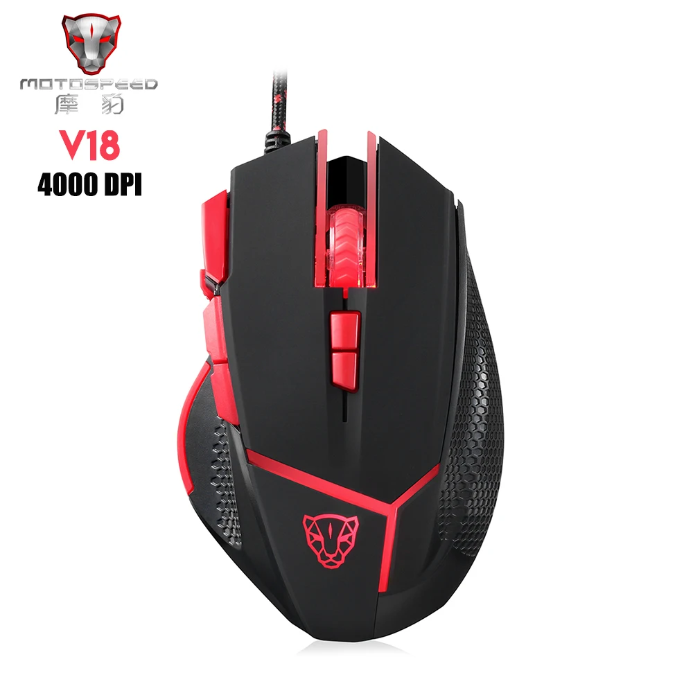 

Original Motospeed V18 Gaming Mouse USB Wired Computer Mouse Gamer 4000DPI Optical Max 4000DPI Monochrome Red Version