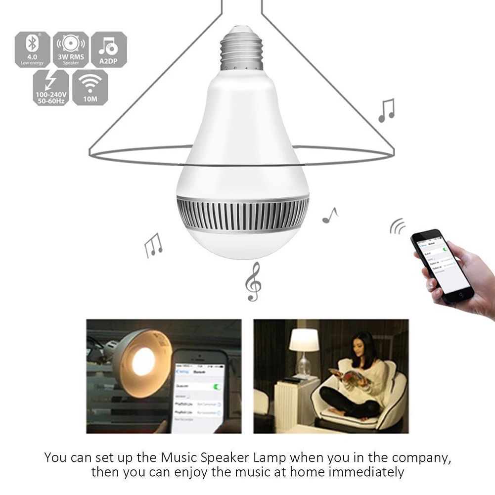 E27 умный беспроводной Bluetooth лампочка управления RGB 220 В 9 Вт Светодиодный светильник музыкальный динамик таймер Диммируемый аудио пульт дистанционного управления светильник