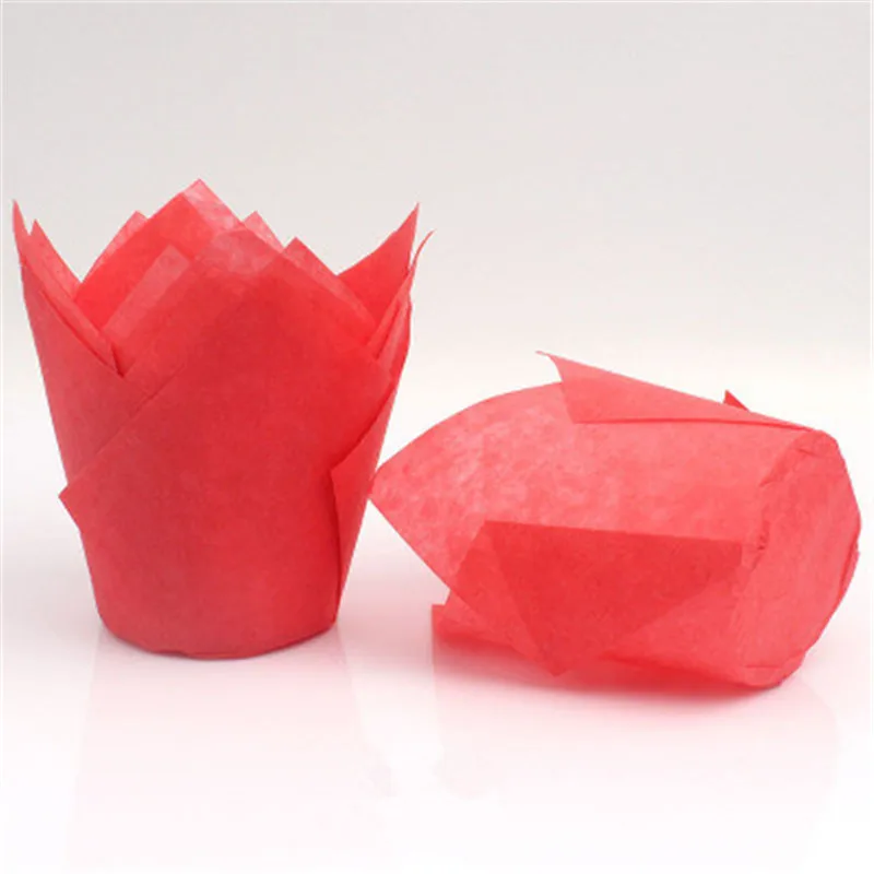 

50pcs Oilproof Cake Liners Muffin Cup Tulip Baking Wrapper Cupcake Paper Wedding Party Caissettes Muffin Cupcake Paper Cup Case