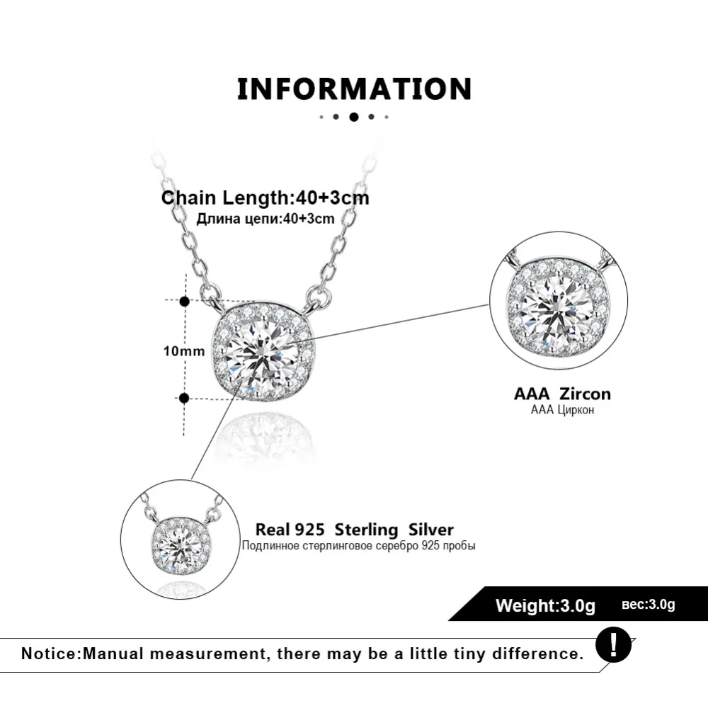 ORSA JEWELS Настоящее 925 Женские циркониевые подвески из стерлингового серебра ожерелья с 10 мм AAA Белый фианит Роскошные Модные женские ювелирные изделия SN135