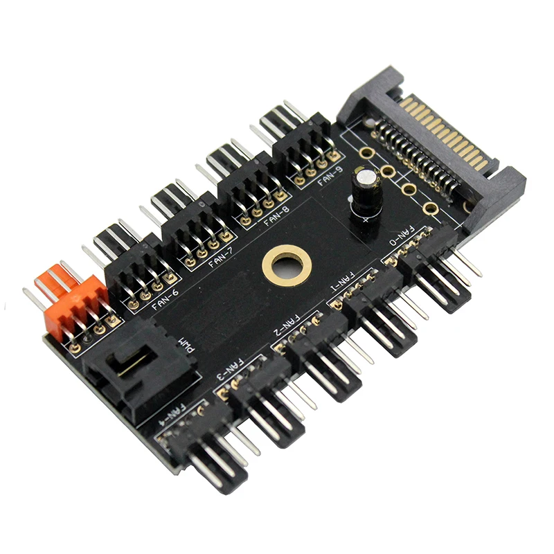 1 to 10 PC Cooler Fan Hub Splitter Cable Pwm SATA /Molex 12V Power Supply Speed Adapter Fan controller Mining