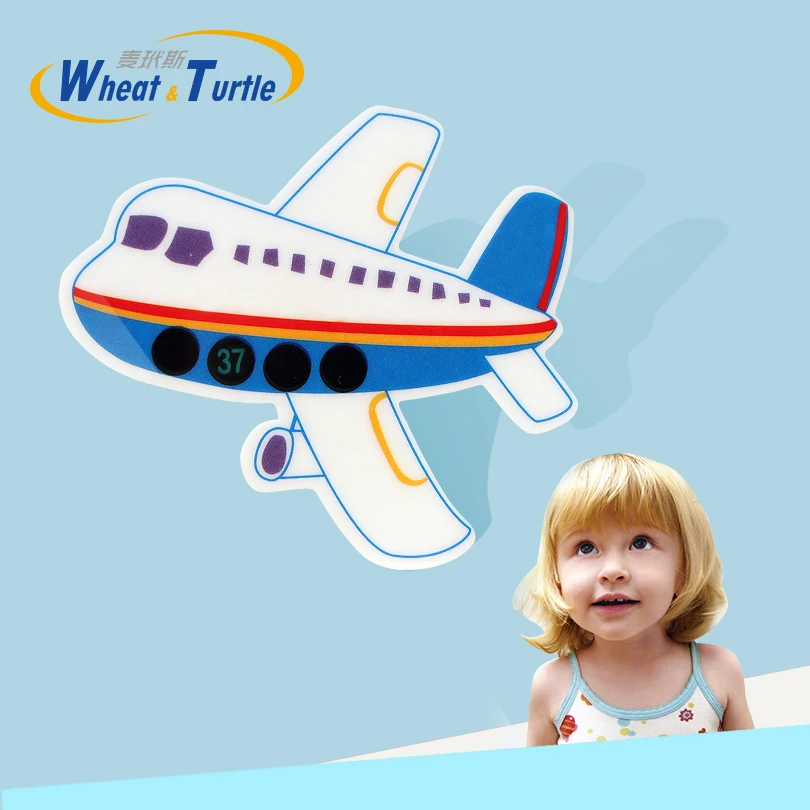 

4Pcs/Lot LCD Children's Thermometer Sticker Forehead Thermometer Fever Body Baby Kids Flight Pattern Celsius Medical Temperature